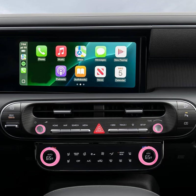 HDUFC for Hyundai Palisade 2026+Aluminum Interior Volume/air Conditioning knob Ring Trim Covers (4-Piece Set) (Pink) - Image 3